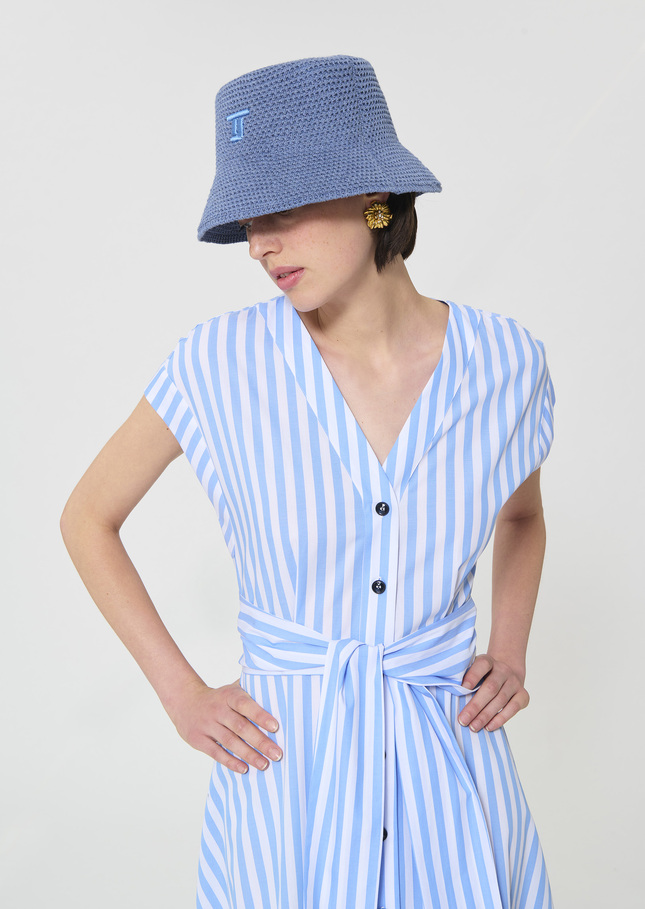 Rosia dress sky blue striped poplin Horizon TARA JARMON UK