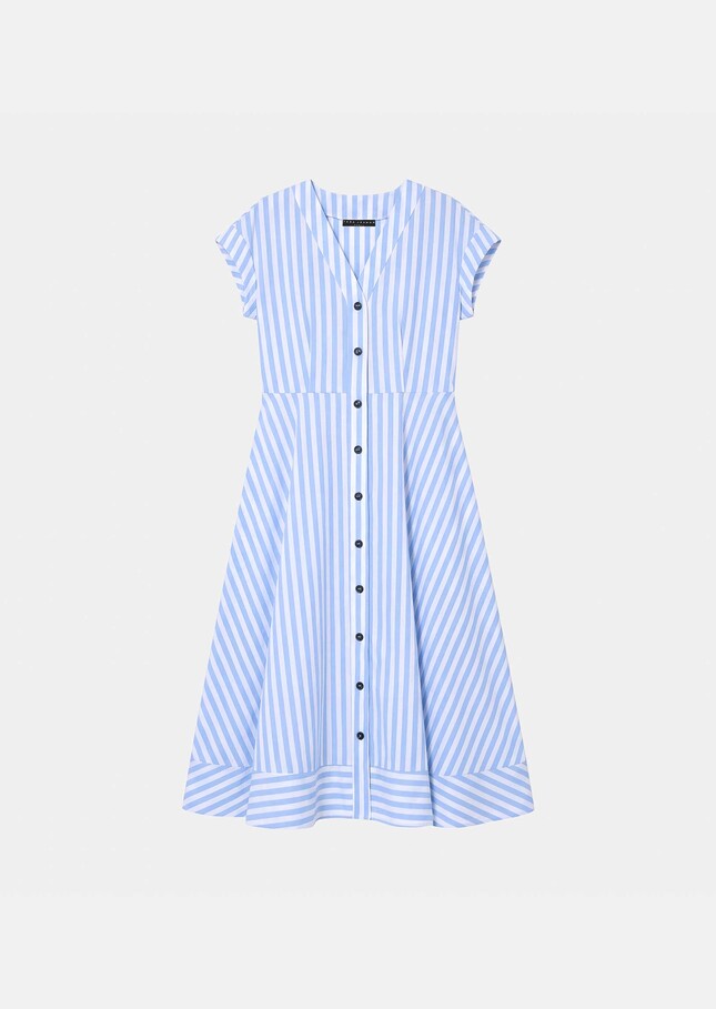 Rosia dress sky blue striped poplin Horizon TARA JARMON UK