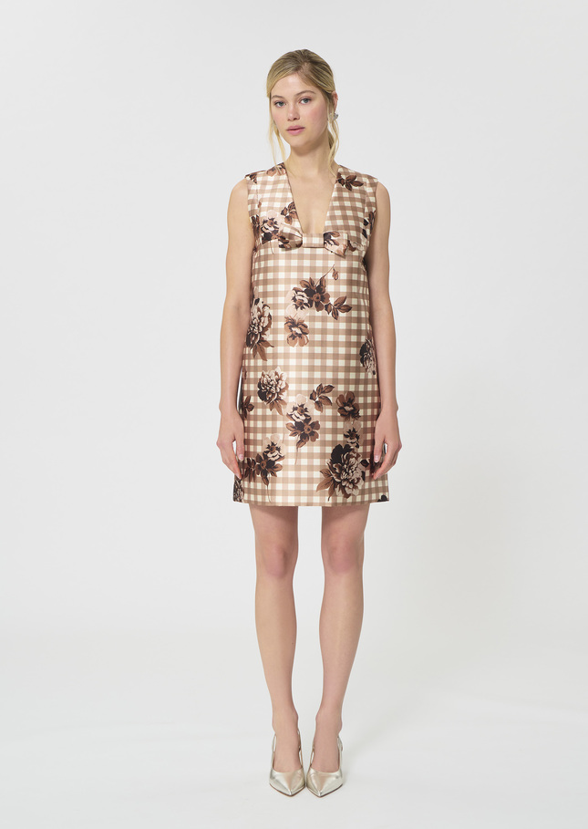 Rusane Dress beige gingham print Beige TARA JARMON UK