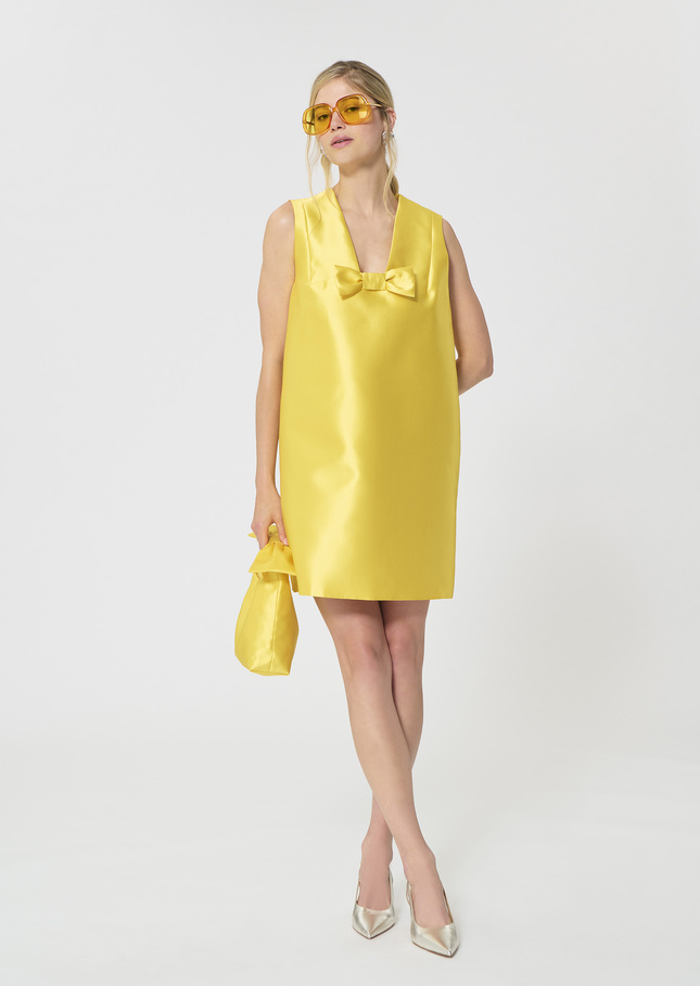 Rusane Dress yellow duchess satin Mimosa TARA JARMON UK