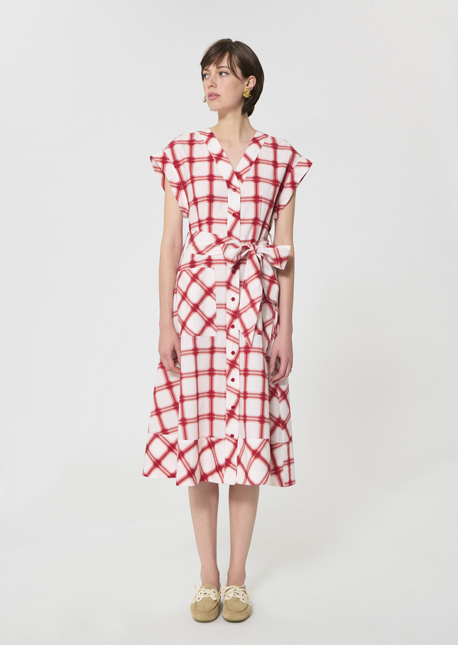 Rosina dress red checkered cotton Cerise TARA JARMON UK