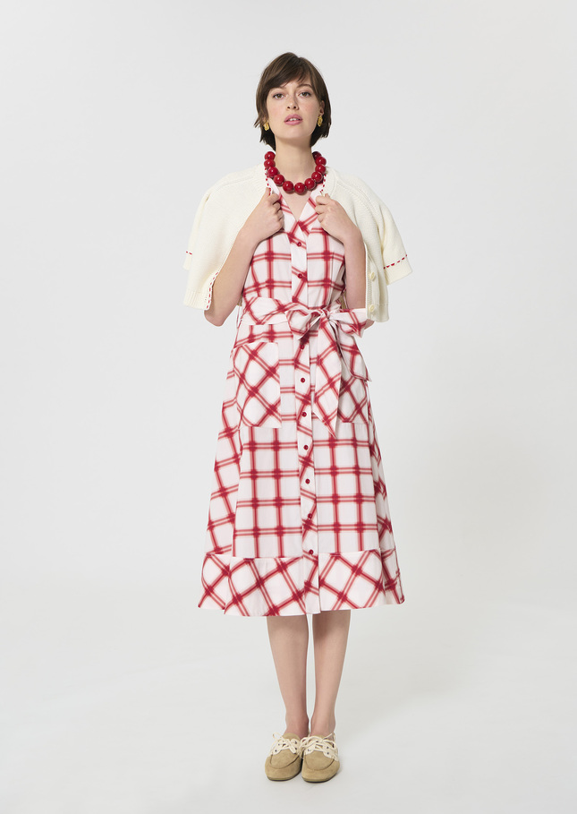 Rosina dress red checkered cotton Cerise TARA JARMON UK