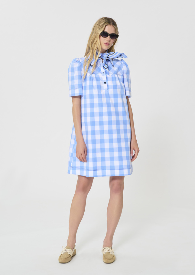 Roddy Dress sky blue in gingham in poplin Horizon TARA JARMON UK