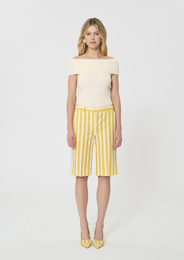 Sasha Shorts yellow striped linen and cotton Mimosa TARA JARMON UK