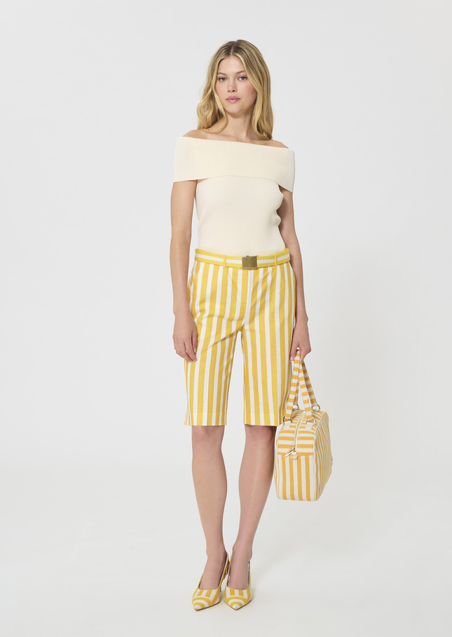 Sasha Shorts yellow striped linen and cotton Mimosa TARA JARMON UK