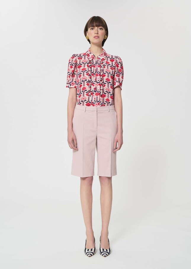 Sasha Shorts pale pink textured wool Blush TARA JARMON UK
