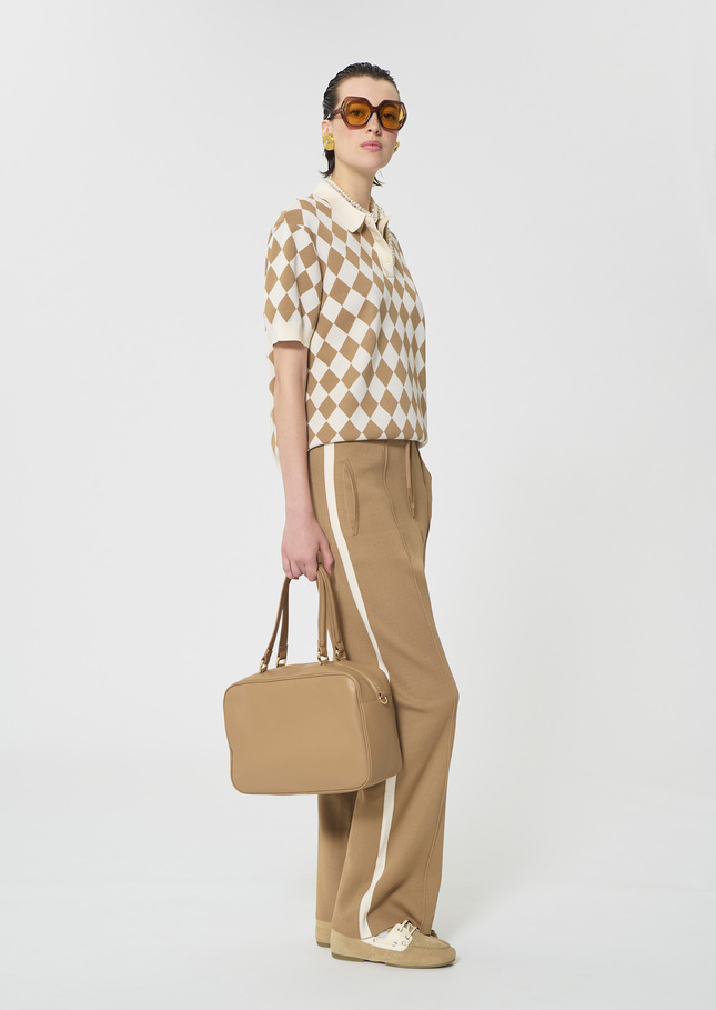 Polo Tomaso beige jacquard Miel TARA JARMON UK