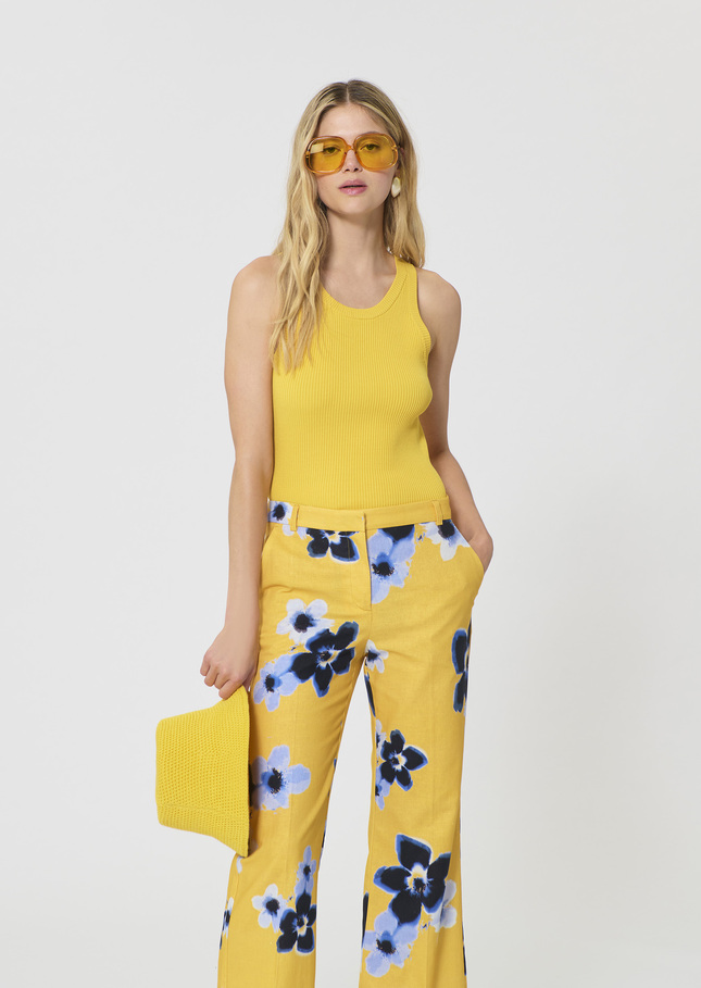 Trish tank top yellow ribbed knit Mimosa TARA JARMON UK