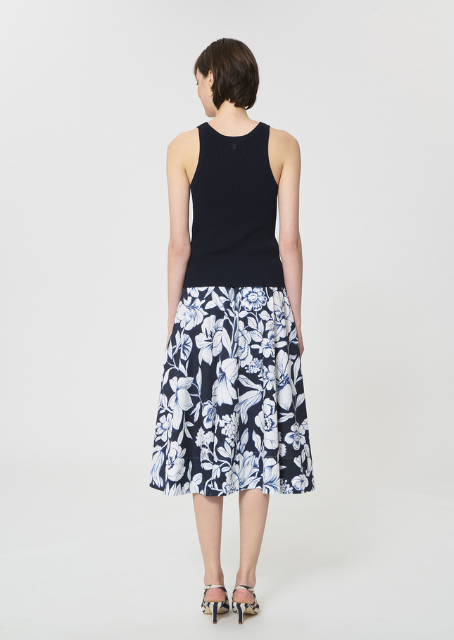 Trish tank top midnight blue ribbed knit Night TARA JARMON UK