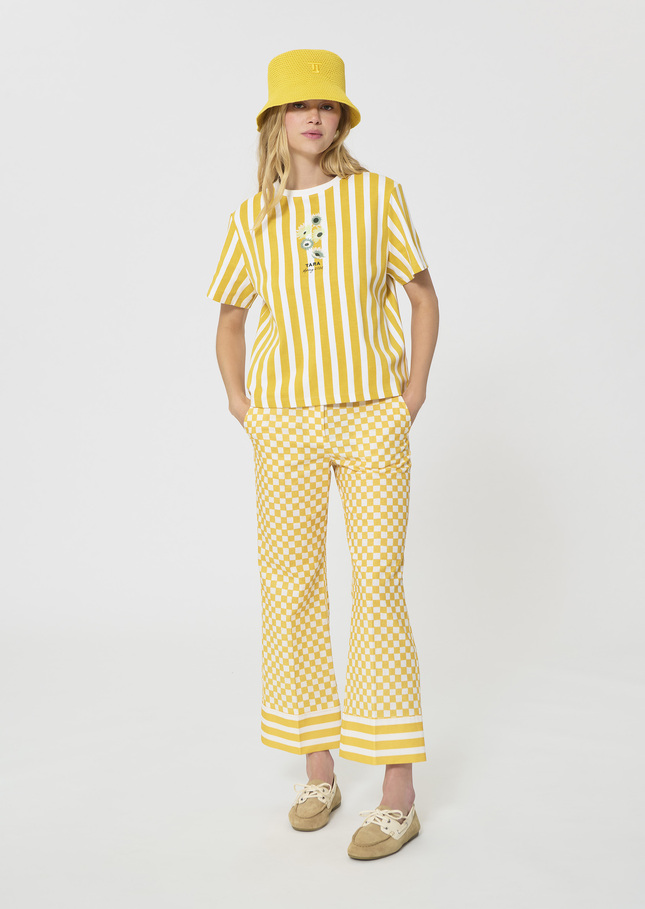 Tarastripe T-shirt yellow striped jersey Mimosa TARA JARMON UK