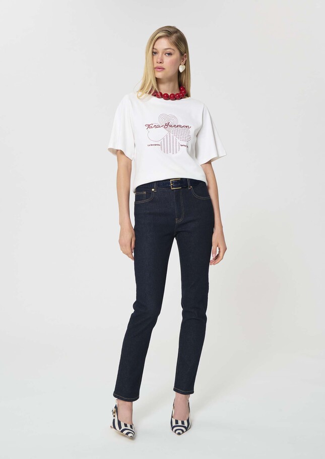 Taraclover T-shirt white embroidered cotton clover White TARA JARMON UK