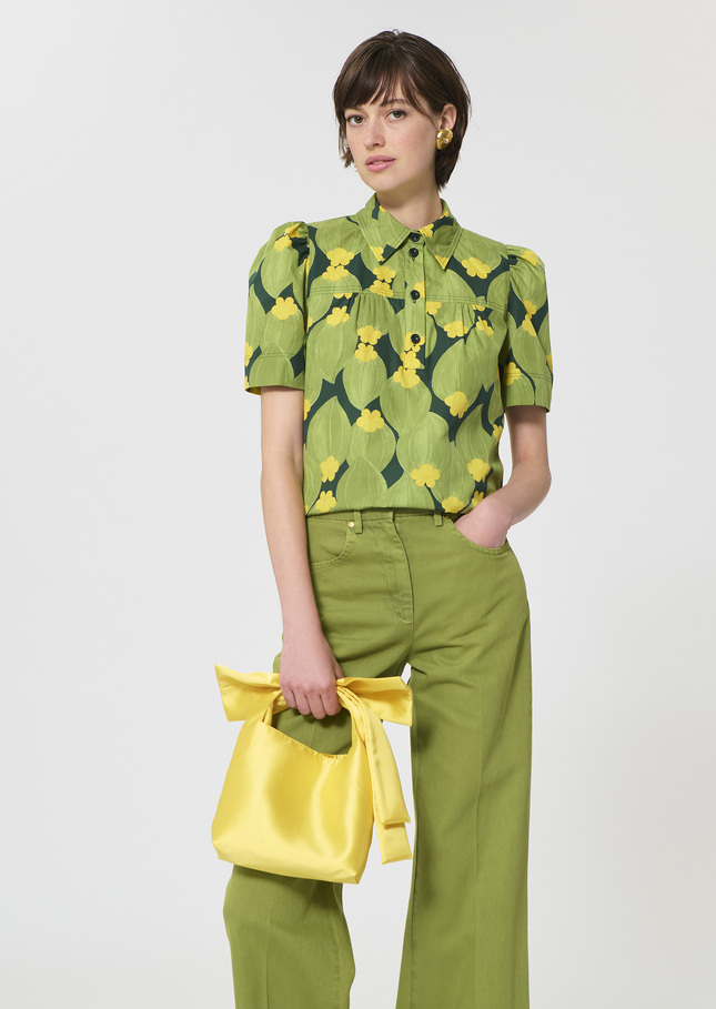 Top Tom dark green floral print Vert anglais TARA JARMON UK