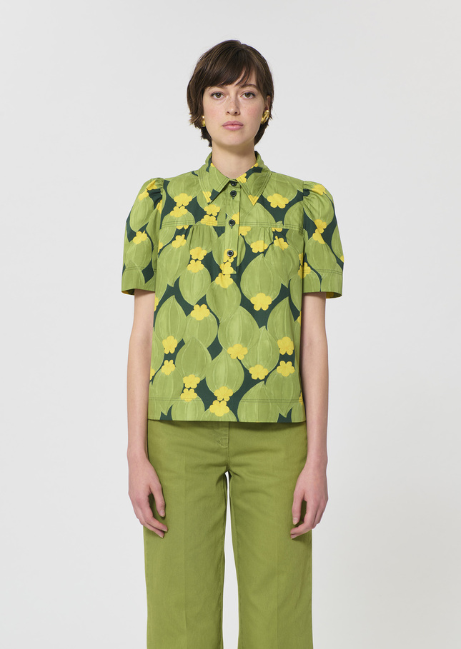 Top Tom dark green floral print Vert anglais TARA JARMON UK