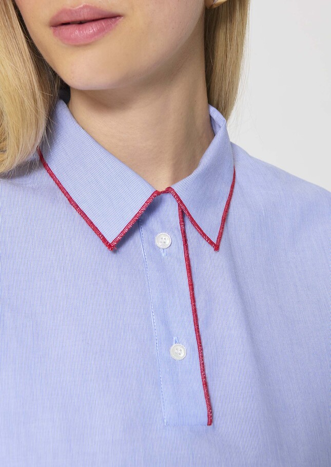 Top Tennis blue with thin cotton stripes Blue TARA JARMON UK