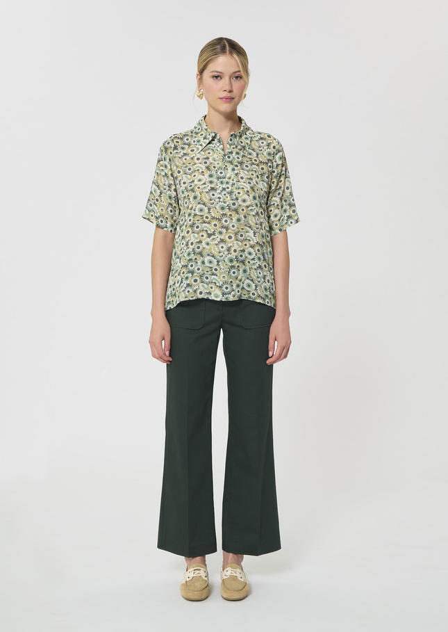 Top Tonina green floral print Vert anglais TARA JARMON UK