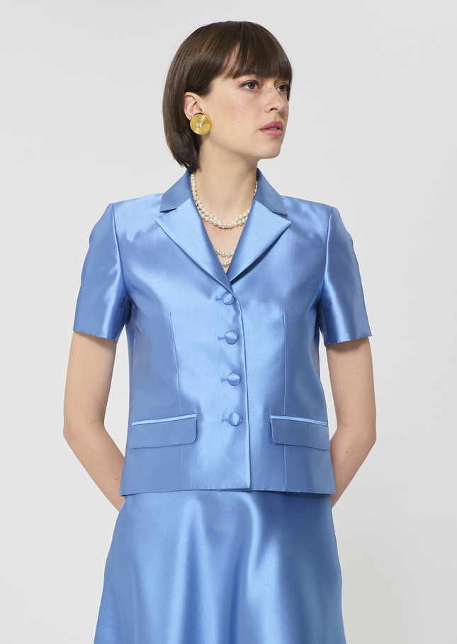 Victoire Jacket sky blue duchess satin Horizon TARA JARMON UK