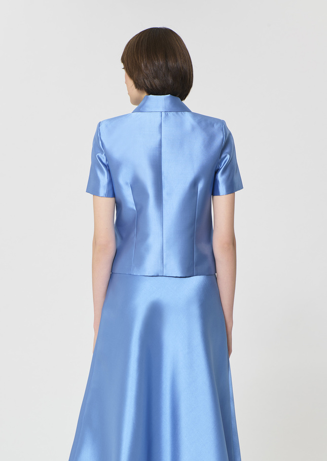 Victoire Jacket sky blue duchess satin Horizon TARA JARMON UK