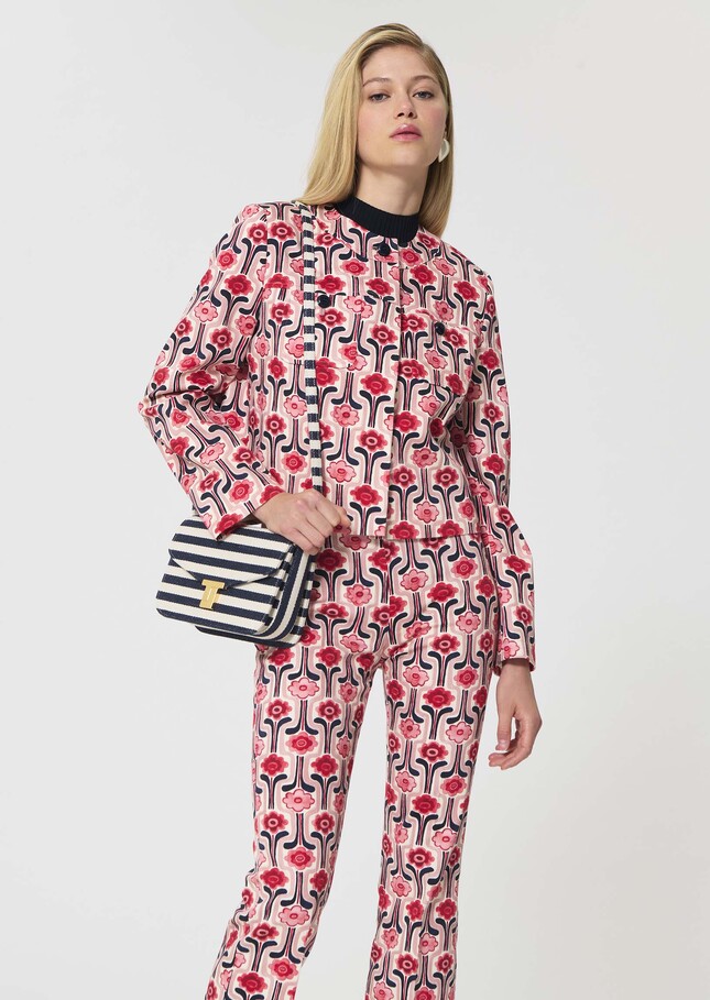 Vina Jacket pale pink retro print Blush TARA JARMON UK