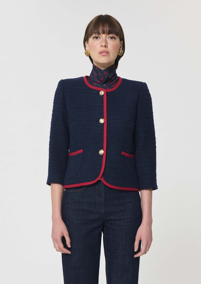 Voeux Jacket midnight blue tweed Night TARA JARMON UK