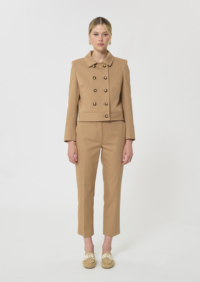 Virginia Jacket beige cotton garbardine Miel TARA JARMON UK