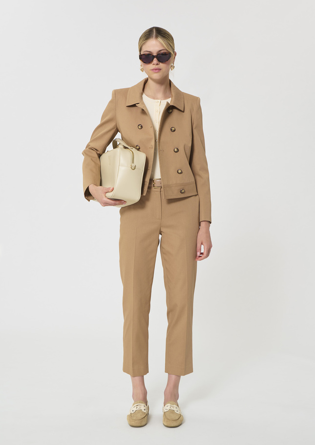 Virginia Jacket beige cotton garbardine Miel TARA JARMON UK