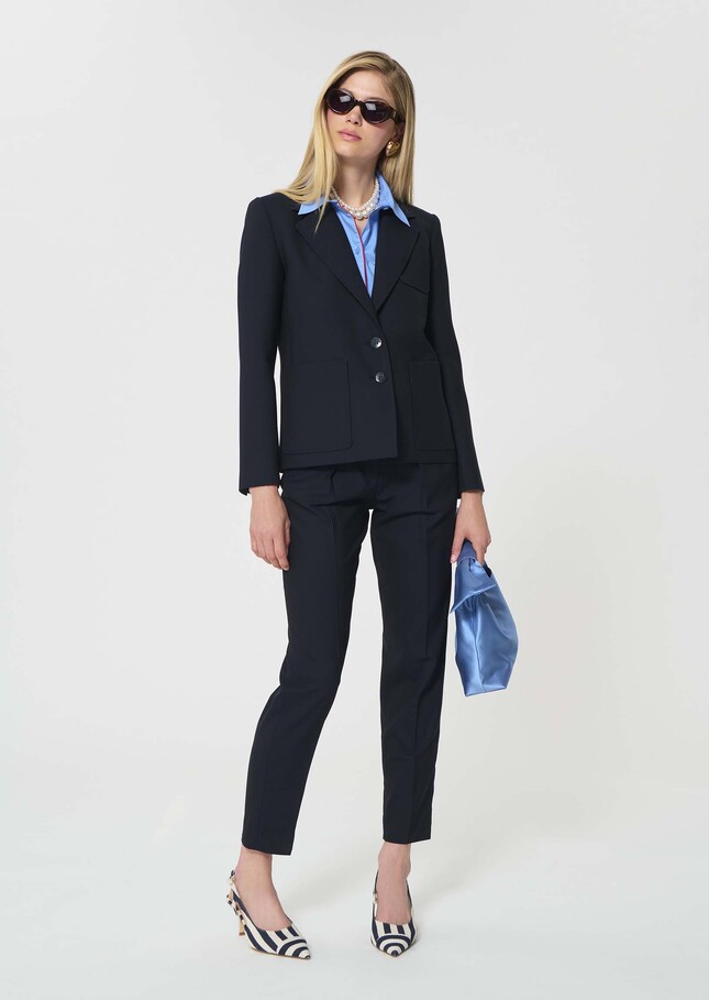 Valy Jacket midnight blue powder-grain canvas Night TARA JARMON UK
