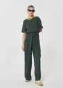 Pia Pants dark green in fluid crepe Vert anglais TARA JARMON UK