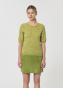Ponzo Sweater heather green in lightweight mohair Almond TARA JARMON UK