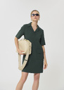 Rock Dress dark green in fluid crepe Vert anglais TARA JARMON UK