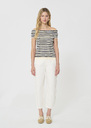 Twist T-shirt navy blue with ribbed knit stripes Night TARA JARMON UK