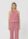Top Tiffany red checkered pattern linen Cerise TARA JARMON UK