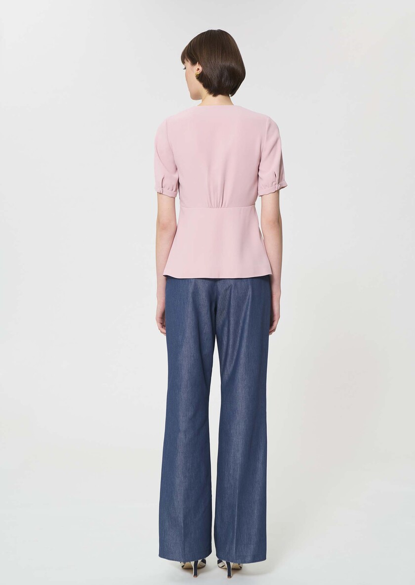 Top Tessa pale pink in fluid crepe Blush TARA JARMON UK