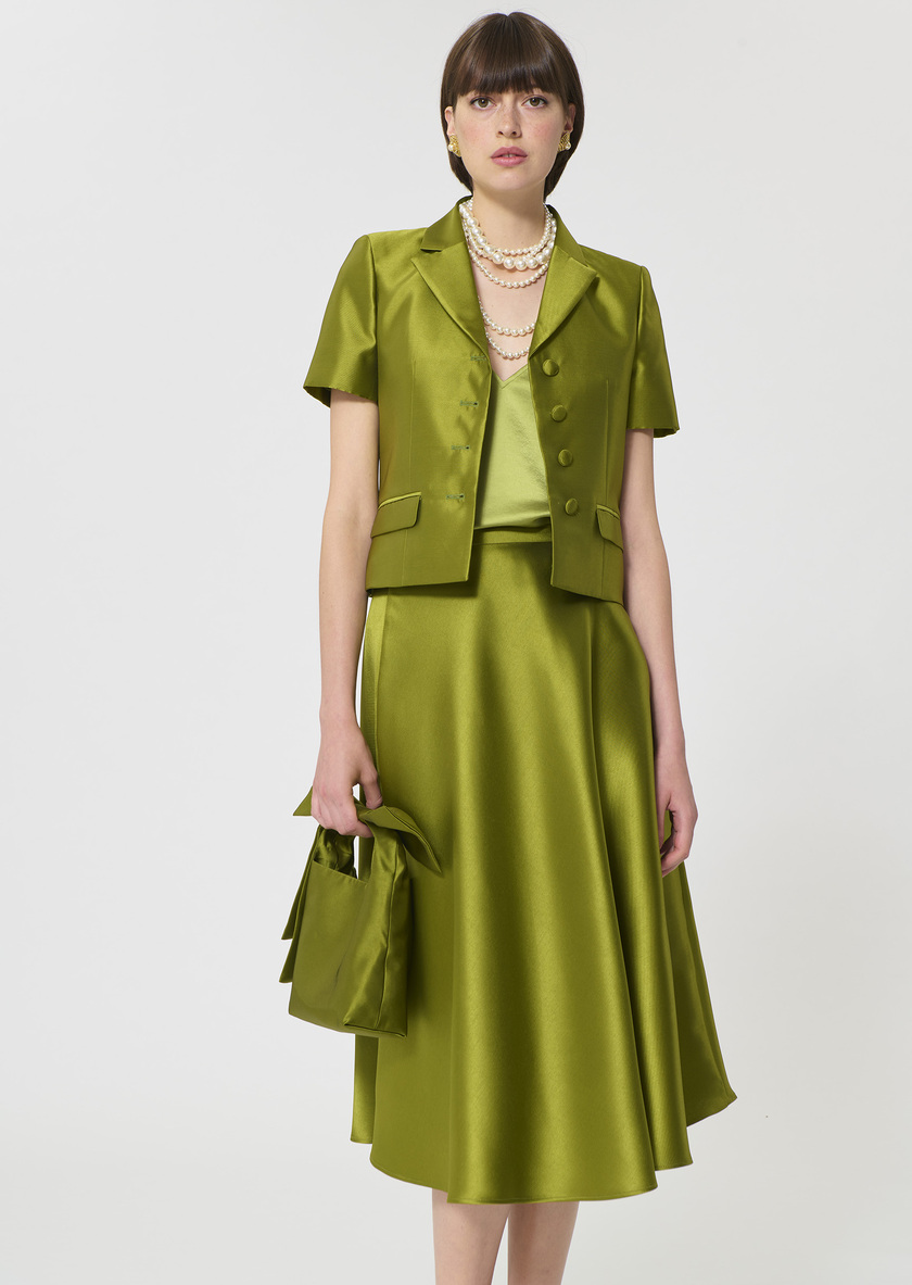 Victoire Jacket green duchess satin Anis TARA JARMON UK