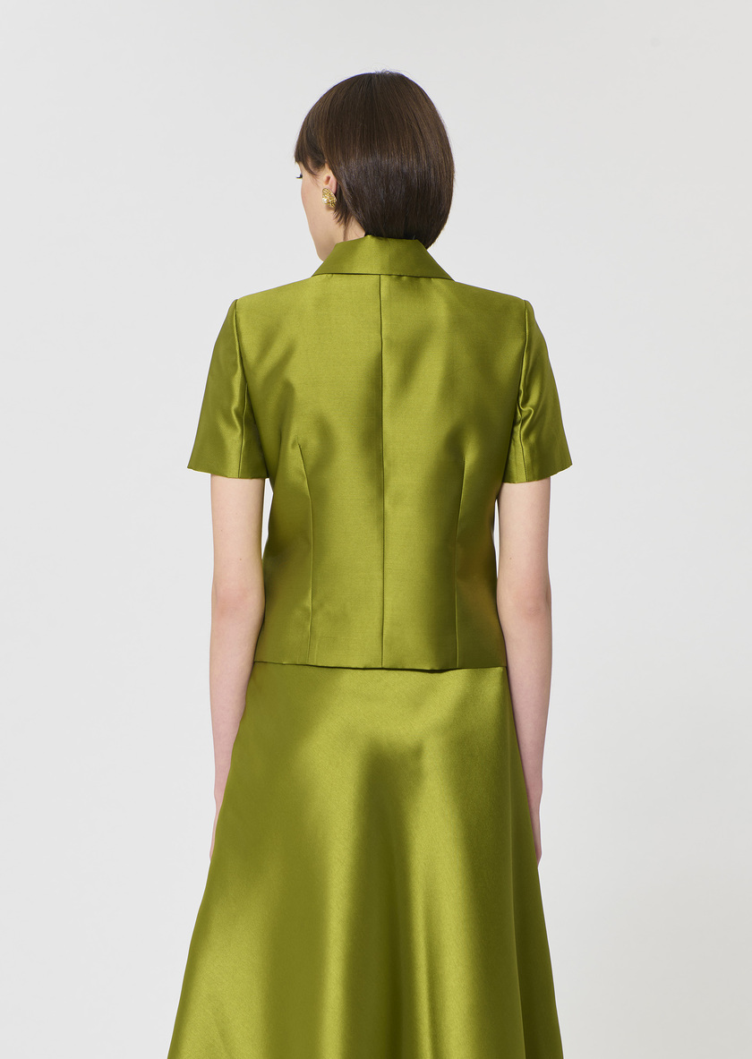 Victoire Jacket green duchess satin Anis TARA JARMON UK