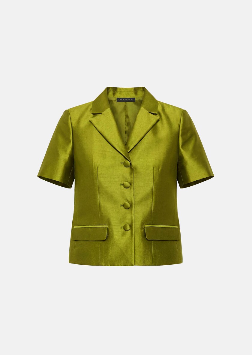 Victoire Jacket green duchess satin Anis TARA JARMON UK