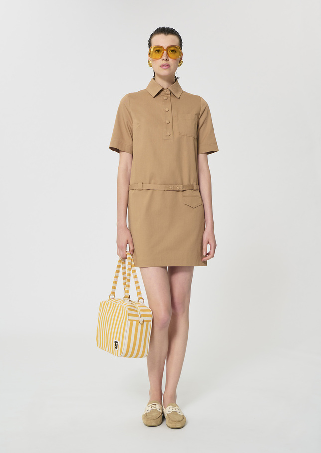 Rivy Dress beige cotton garbardine Miel TARA JARMON UK