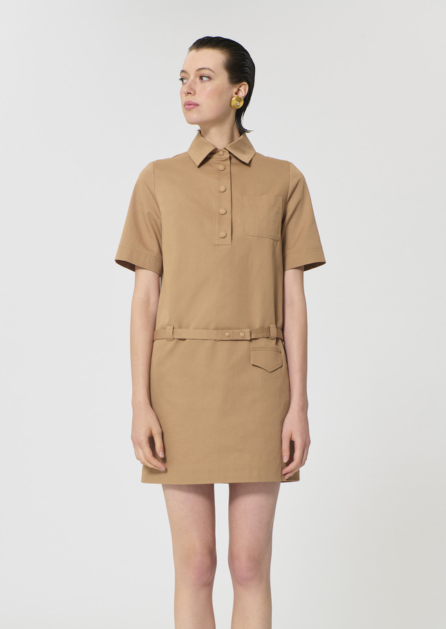 Rivy Dress beige cotton garbardine Miel TARA JARMON UK