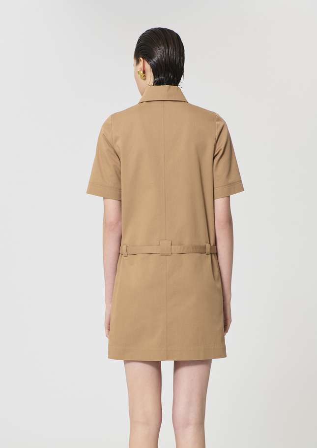 Rivy Dress beige cotton garbardine Miel TARA JARMON UK