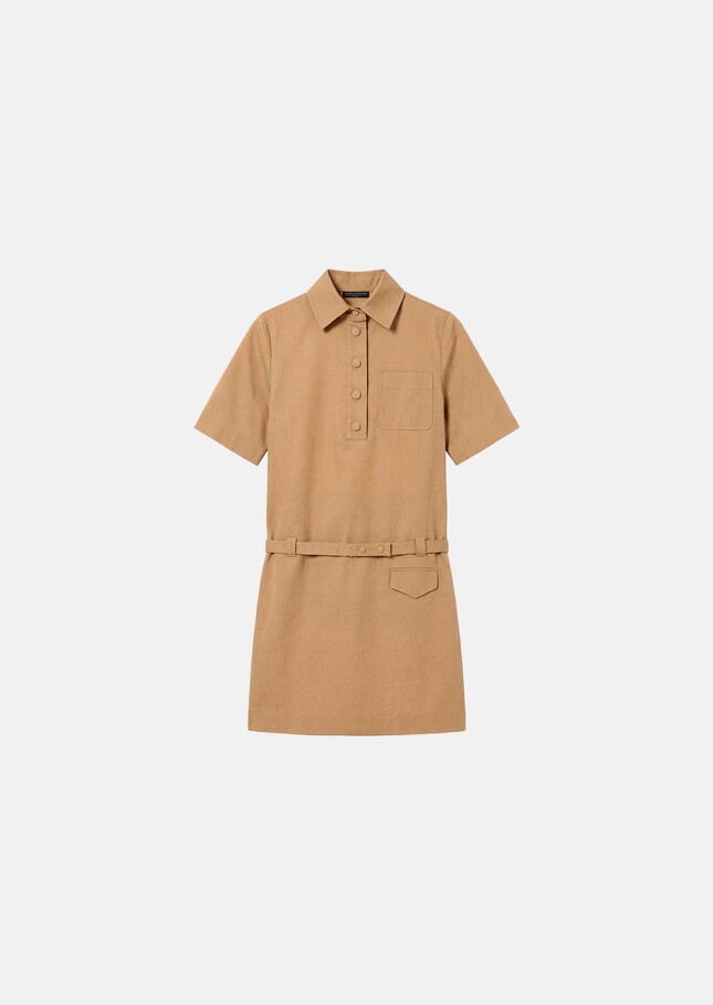 Rivy Dress beige cotton garbardine Miel TARA JARMON UK