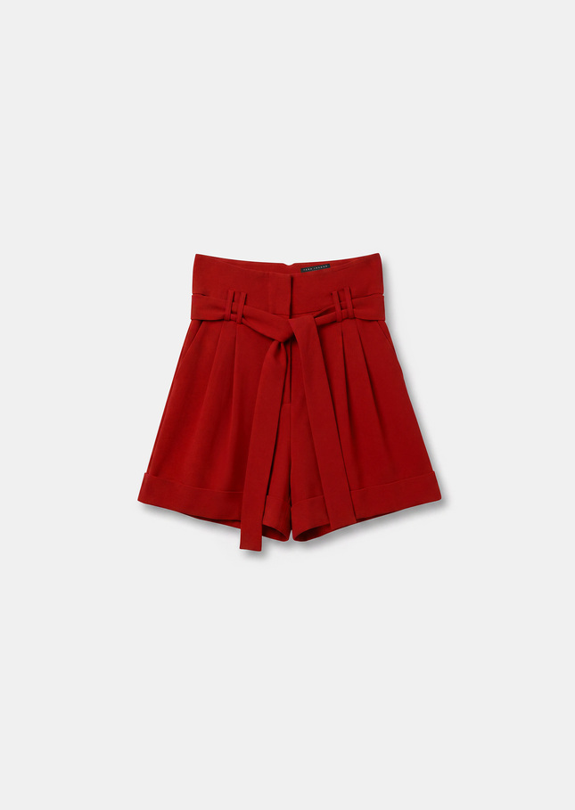 Short Shia red in fluid crepe Cerise TARA JARMON UK