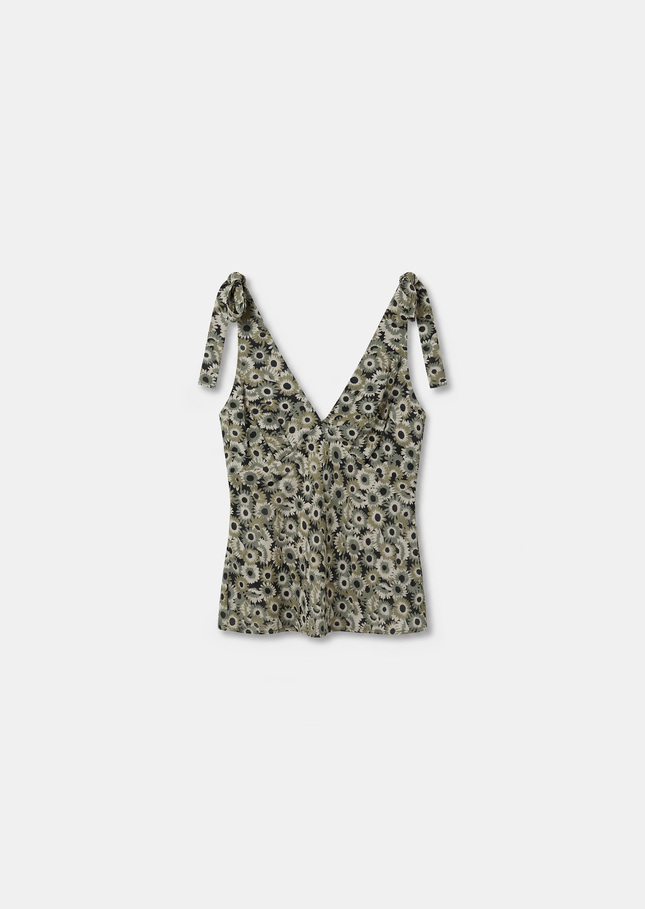 Top Thays Dark green floral print Vert anglais TARA JARMON UK