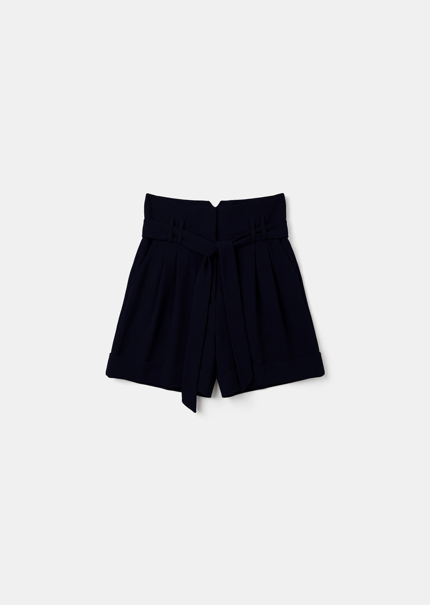 Short Shia midnight blue in fluid crepe Night TARA JARMON UK