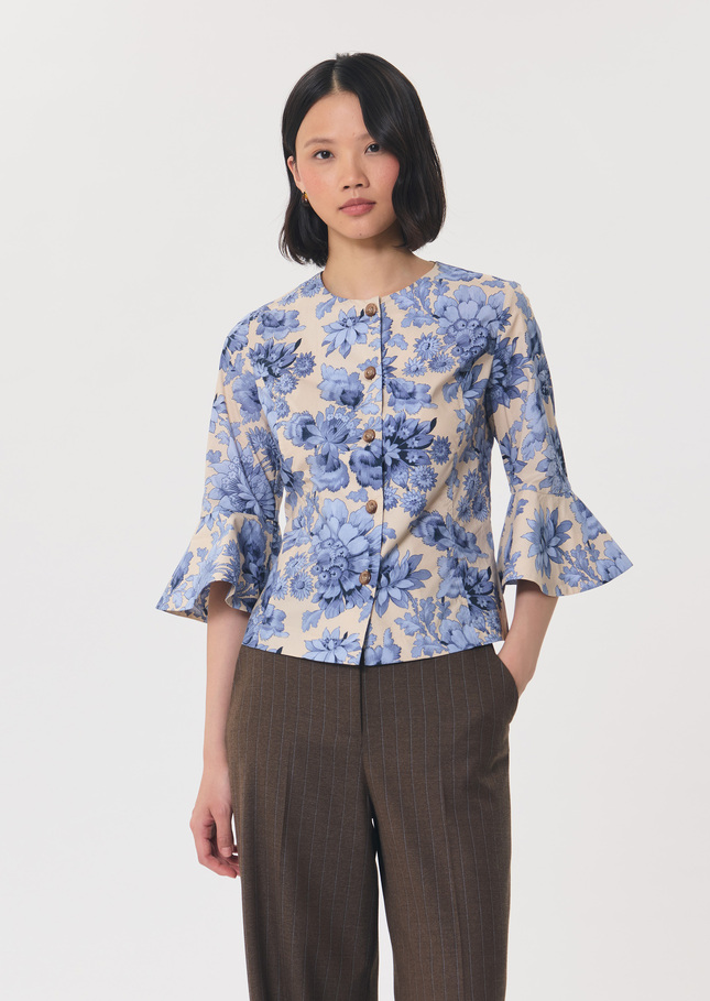 Calisto Shirt ecru floral print Off-white TARA JARMON UK