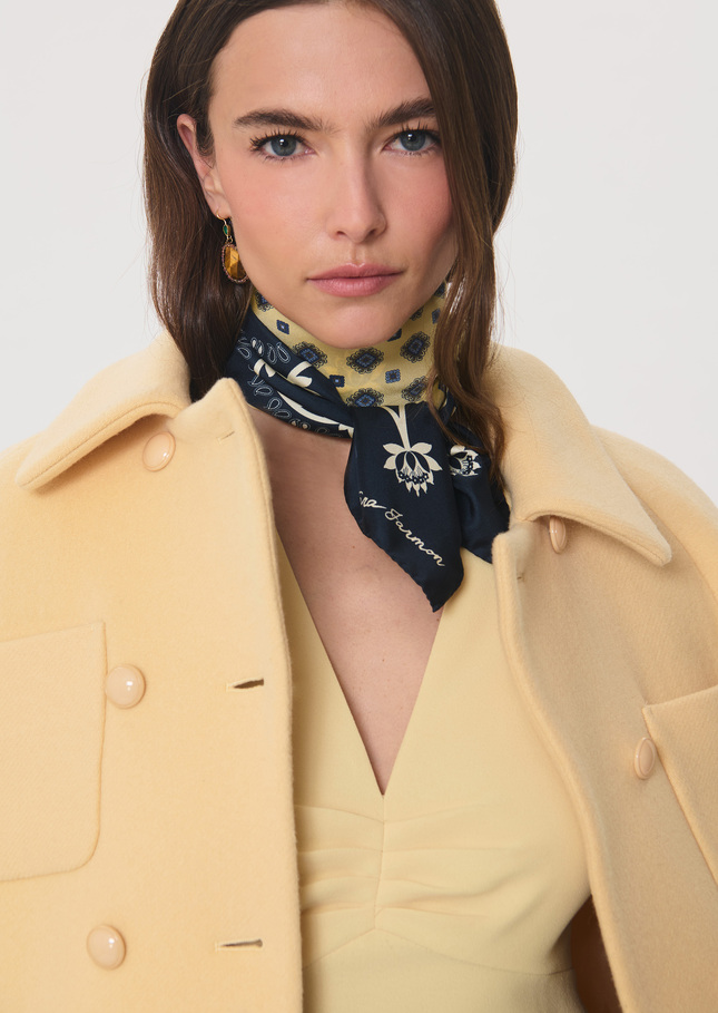 Ellie's scarf printed vanilla square Vanilla TARA JARMON UK