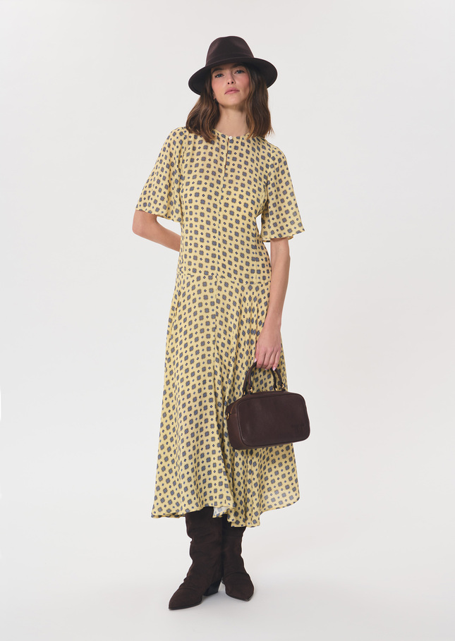 Risha dress long vanilla polka dot print Vanilla TARA JARMON UK