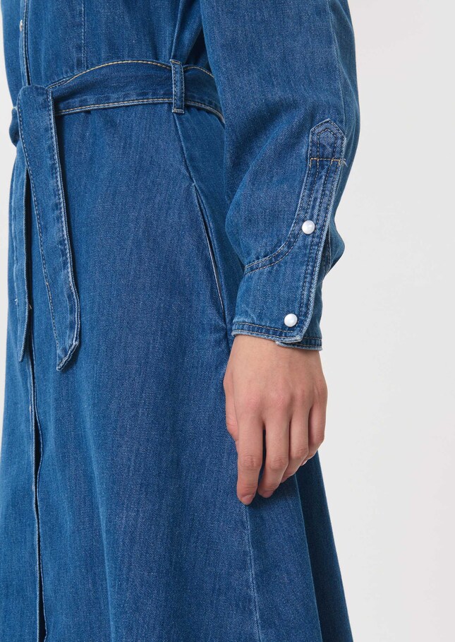 Rodeo Dress long blue denim dress with belt Denim TARA JARMON UK