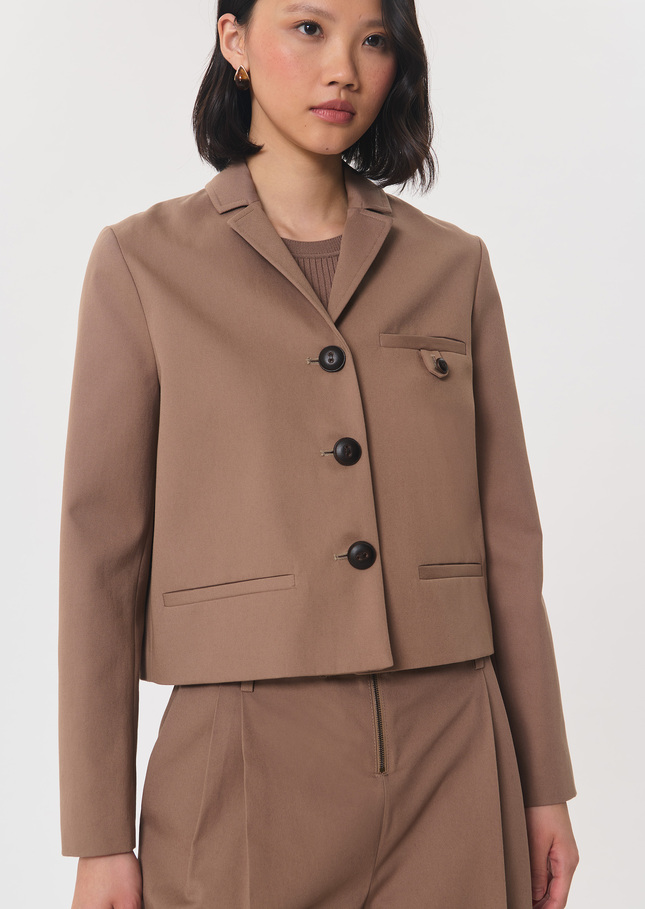 Vittorio Jacket short beige dress with patch pockets Caramel TARA JARMON UK