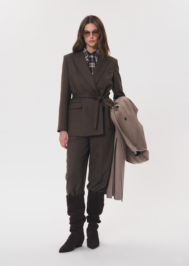Virginia jacket brown striped belted Tonka TARA JARMON UK