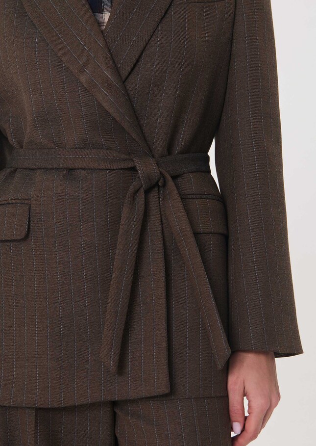 Virginia jacket brown striped belted Tonka TARA JARMON UK