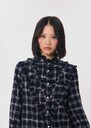 Christina shirt navy blue checkered lavallière Night TARA JARMON UK
